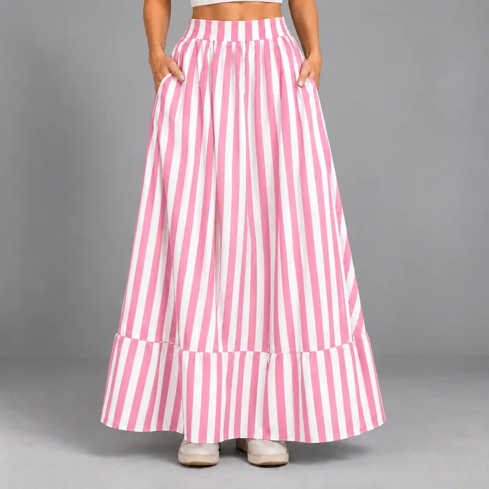 Saia Longa Listra Rosa