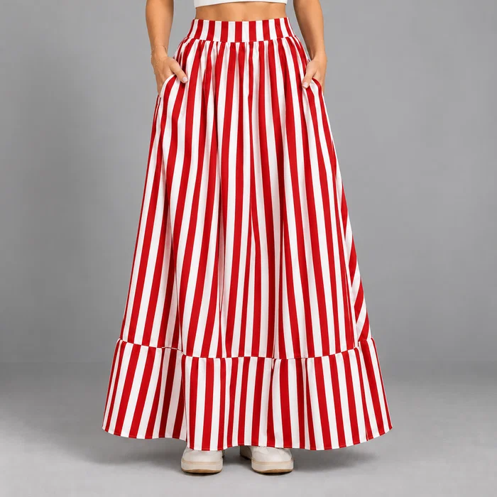 Saia Longa Listra Vermelho
